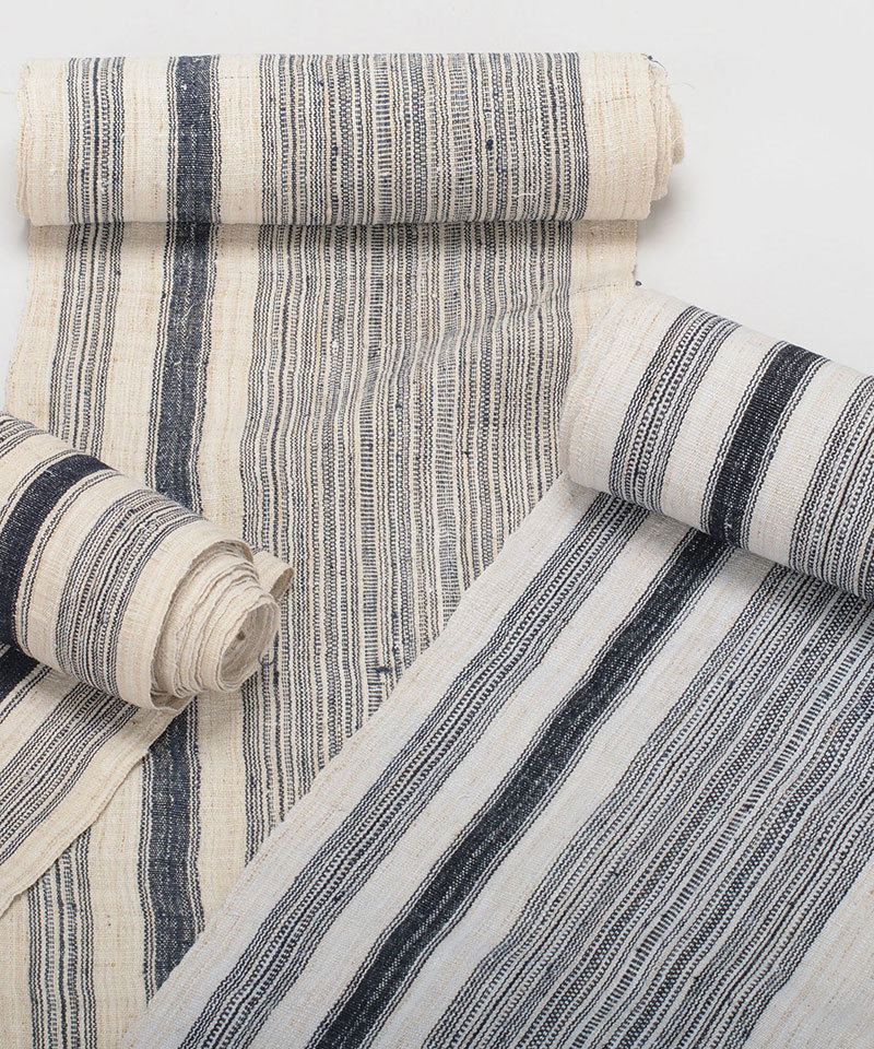 Vintage Hill Tribe Hemp & Cotton Striped Fabric