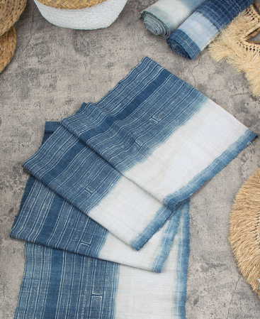 Vintage Hill Tribe Indigo Batik Hemp Fabric - 68x12in