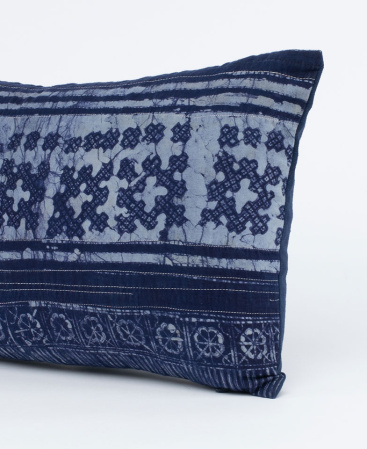 Vintage Hill Tribe Indigo Batik Lumbar Cushion