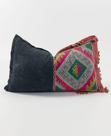 Vintage ethnic hill tribe fabric used to make a unique lumbar cushion.