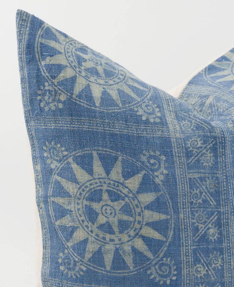 Vintage fabric sourced from hill tribes repurposed into pillow covers.