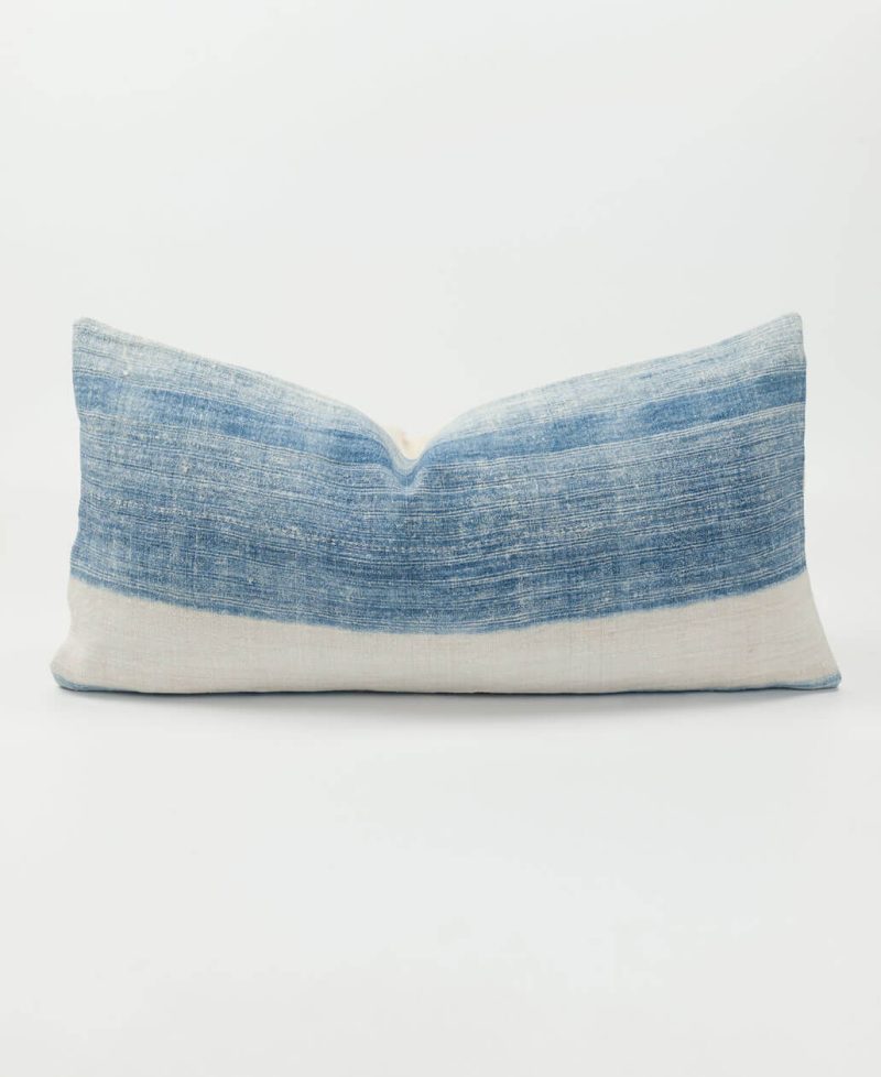 Vintage Hmong indigo hemp cushion cover.