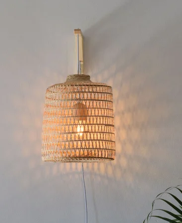 Wall hanging bamboo pendant lamp.