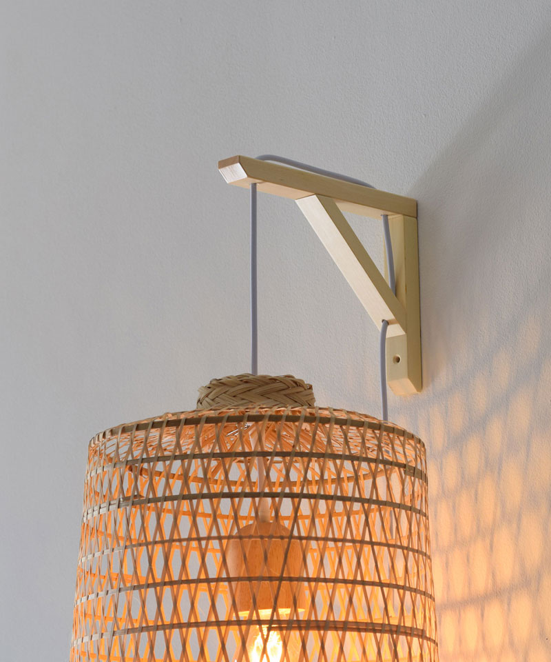 Woven Bamboo Basket Plug In Wall Lamp