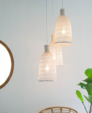Handcrafted White Pendant Lights Cluster