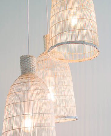Handcrafted White Pendant Lights Cluster