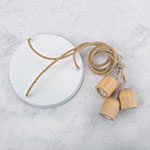 White Pendant Canopy With Rope Light Cable & Wood Bulb Holder