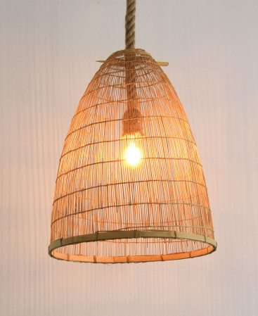 Large Bamboo Basket Shade Farmhouse Pendant Light