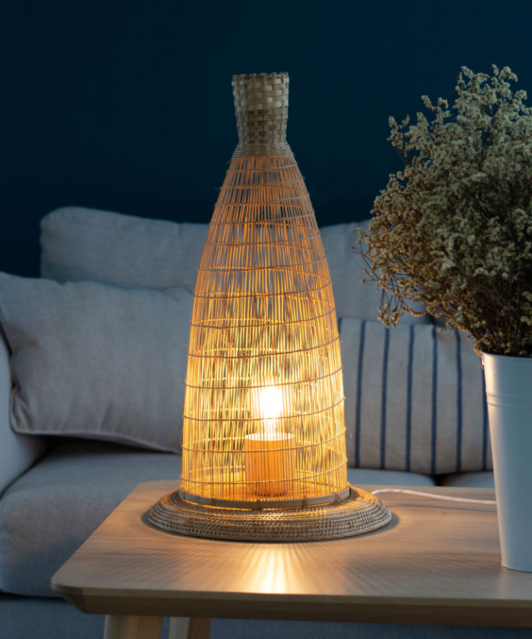 Woven Rattan & Bamboo Floor & Table Lamp