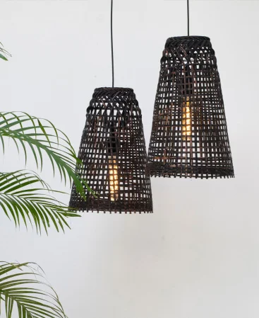 Woven Black Bamboo Pendant Light Shade