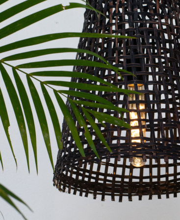 Woven Black Bamboo Pendant Light Shade