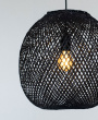 Woven Round Black Bamboo Basket Pendant
