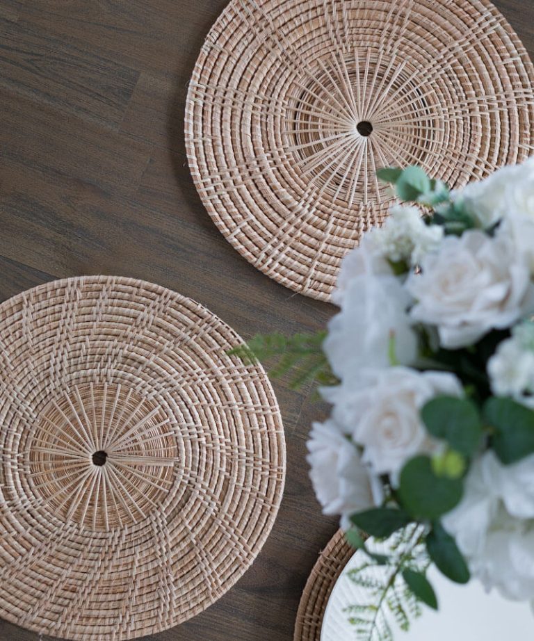 Set of Four Artisan Woven Round Rattan Placemats