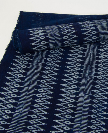 Zig Zag Design Hill Tribe Indigo Batik Fabric Rolls - 22" Wide